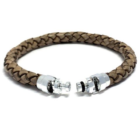 “Lynx” Antique Gray Leather Bracelet for Mascots - 6 mm