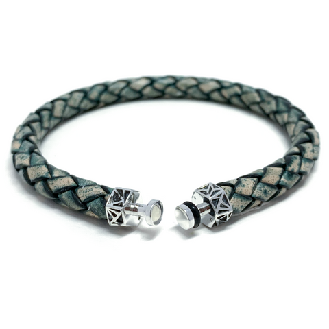 “Leopard” Antique Green Leather Bracelet for Mascots - 6 mm