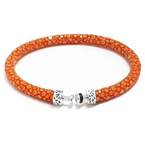 “Leopard” Orange Stingray Leather Bracelet for Mascots - 5 mm