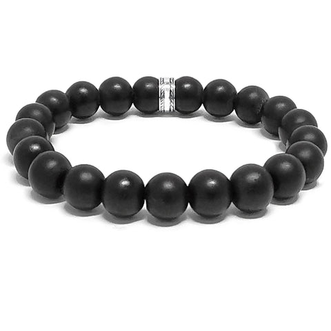 “Jaguar” Matte Black Onyx Beaded Bracelet for Mascots - 10 mm