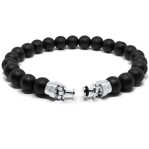 “Lynx” Matte Black Onyx Beaded Bracelet Lite for Mascots - 8 mm