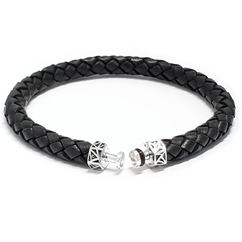“Leopard” Black Leather Bracelet for Mascots - 6 mm