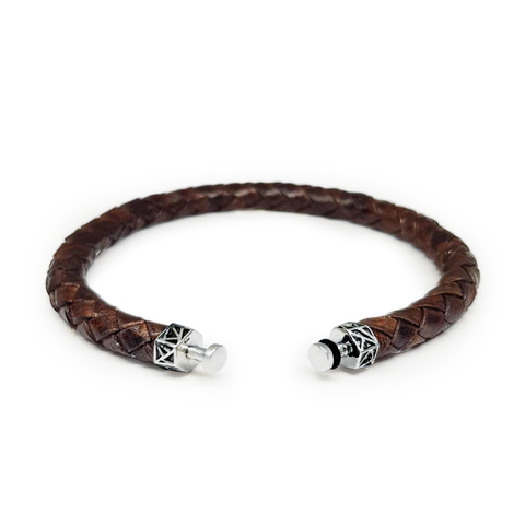 “Leopard” Antique Dark Brown Leather Bracelet for Mascots - 6 mm