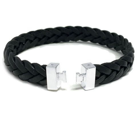 “Fishbone” Black Leather Bracelet for MASCOTS Jerseys