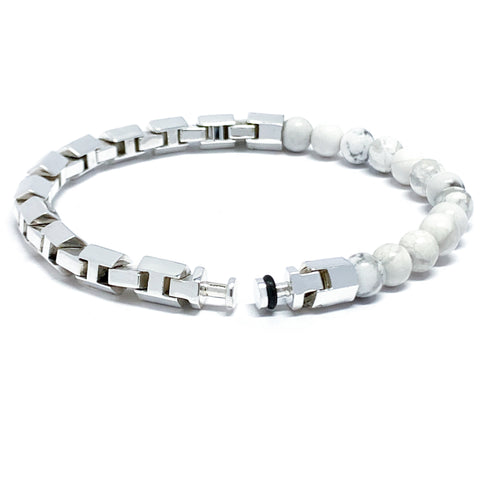 “Cougar” H-Link Howlite Duo Beaded Bracelet for Mascots - 6 mm