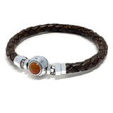Carnelian Lucky Stone MASCOT with Dark Brown Leather Bracelet