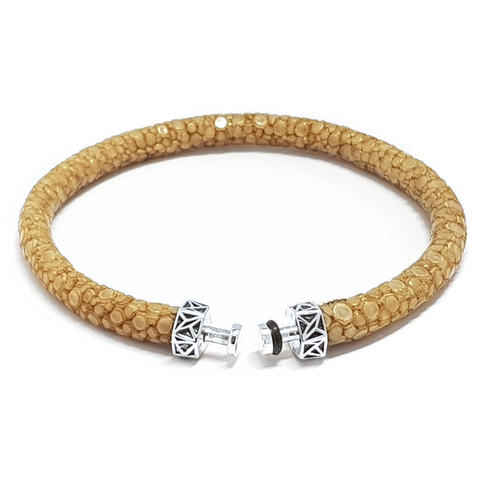 “Leopard” Light Brown Stingray Leather Bracelet for Mascots - 5 mm