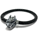 MEMORINE Chinese Dragon MASCOT with Stingray Leather Bracelet