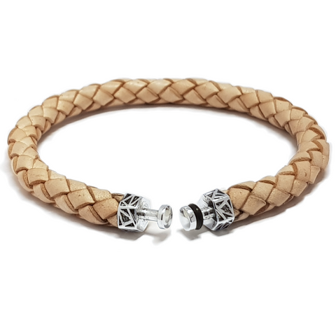 “Leopard” Natural Brown Leather Bracelet for Mascots - 6 mm