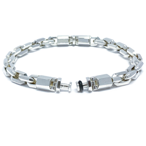 “Lynx Polygon” Polygon-Link Silver Bracelet for Mascots - 6 mm