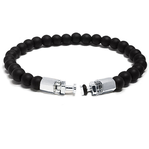 “Lynx Polygon” Black Onyx Beaded Bracelet Lite for Mascots - 6 mm