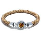 Tiger’s Eye Lucky Stone MASCOT with Natural Brown Leather Bracelet