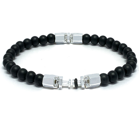 “Lynx Polygon” Black Onyx Beaded Bracelet for Mascots - 6 mm