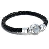 Moonstone Lucky Stone MASCOT with Black Leather Bracelet