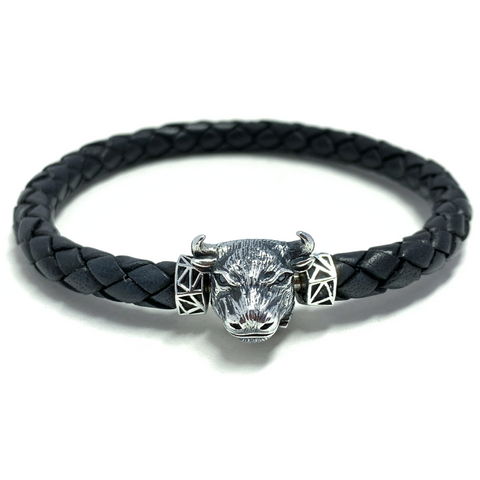 Fighting Bull MASCOT (Micro) with Black Leather Bracelet