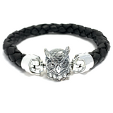 Owl MASCOT with Black Leather Bracelet 8 mm